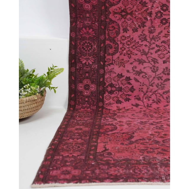 1970s Vintage Turkish Oushak Handmade Wool Cotton Pink Area Rug For Sale - Image 4 of 11
