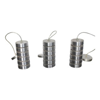 Mid-Century Modern Contemporary Chrome Cylinder Pendant Lights - Set of 3 For Sale