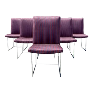 1970s Vintage Chrome Dining Chairs by Milo Buaghman for Thayer Coggin - Set of 6