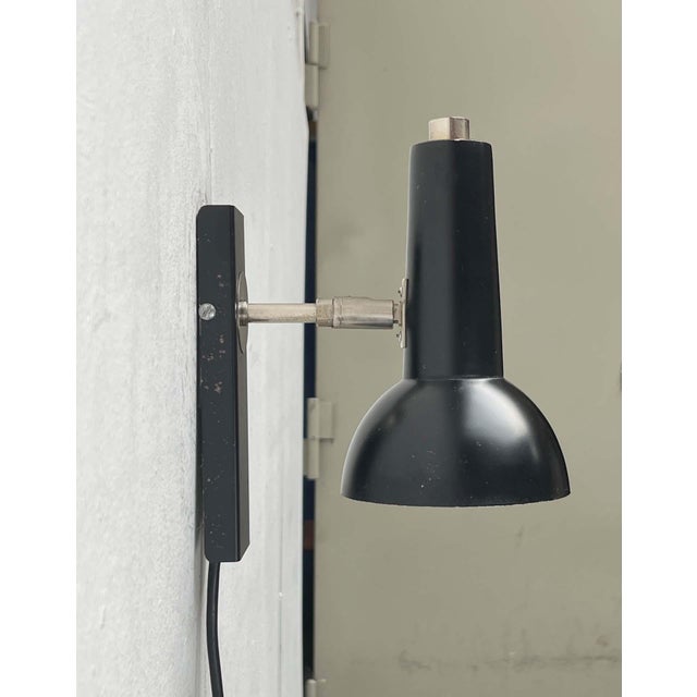 Mid-Century Modern German Black Minimalist Wall Lamp from Hustadt, 1960s For Sale - Image 4 of 18