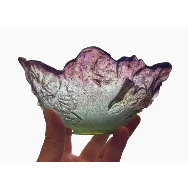 Vintage French Cabbage Leaf Bowl from Daum For Sale - Image 3 of 11