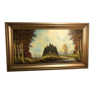 Late 20th Century Pine Forest Oil on Canvas – Signed For Sale