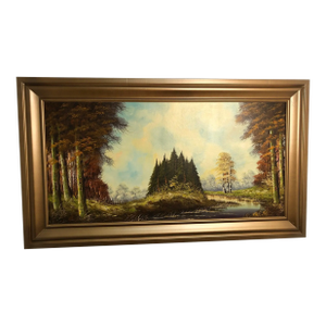 Late 20th Century Pine Forest Oil on Canvas – Signed