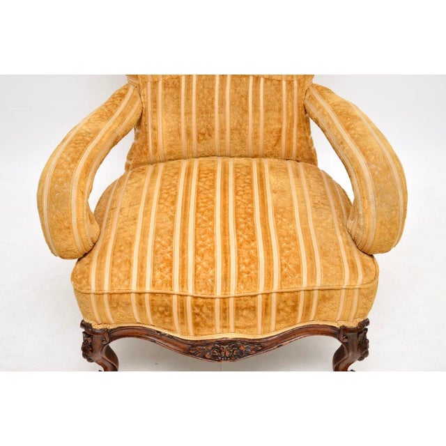 Brown Antique Victorian Carved Walnut Chair, 1860s For Sale - Image 8 of 11