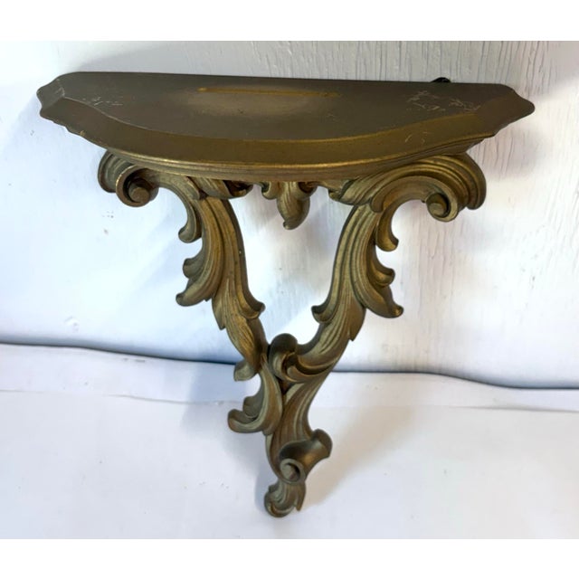 Mid-Century Modern Vintage Syroco Wood Gold Wall Shelf For Sale - Image 3 of 9