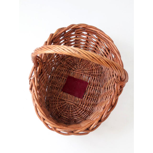 Vintage Large Willow Gathering Basket With Tall Handle For Sale - Image 10 of 16