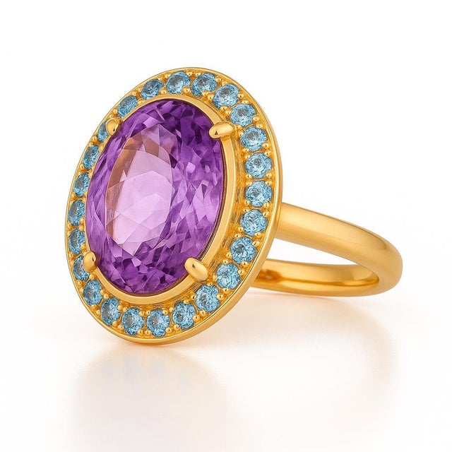 Not Yet Made - Made To Order 14k Gold Ring With Amethyst and Topaz, Size 6.75 For Sale - Image 5 of 5