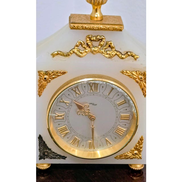 Metal Swiss Imhof Onyx & Gilt Bronze Carriage Clock – 15 Jewels For Sale - Image 7 of 9