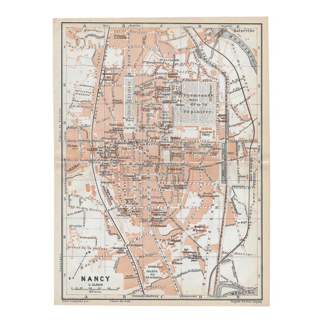 Antique Map of Nancy France For Sale