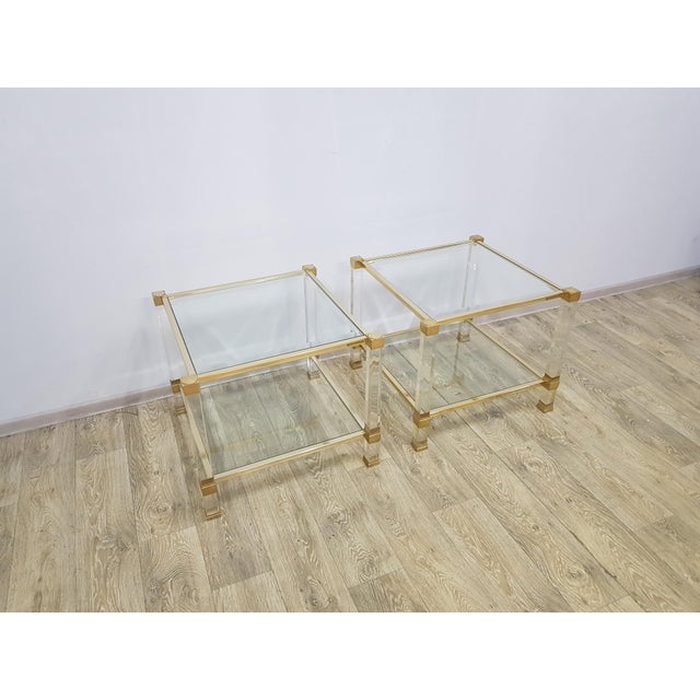 Hollywood Regency Tables in Glass by P. Vandel, Paris, 1970s, Set of 2 For Sale - Image 5 of 18