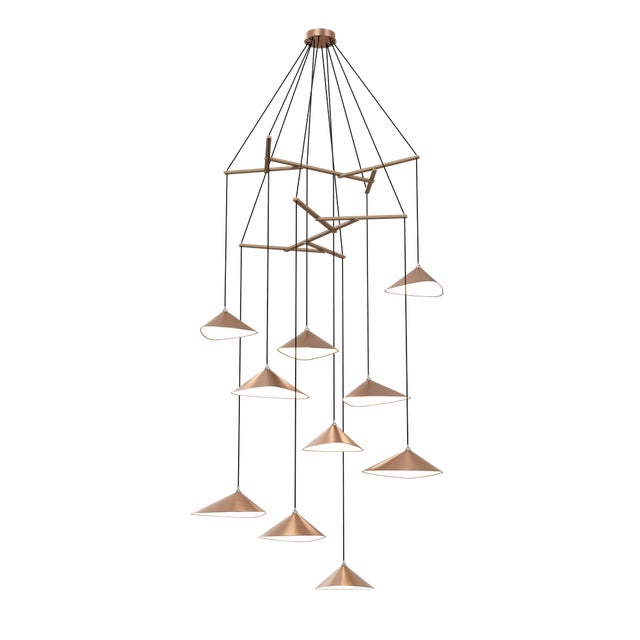 Emily V10 Group Pendant Light in Copper Semi-Matte by Daniel Becker for Moss Objects For Sale - Image 4 of 4