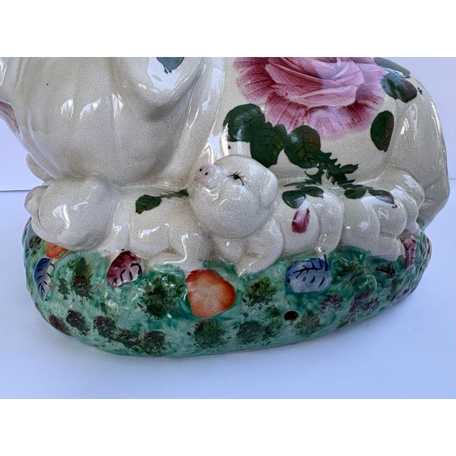 Ceramic Vintage 1950s Italian Majolica Pig With Seven Piglets Hand-Painted Ceramic Sculpture For Sale - Image 7 of 10