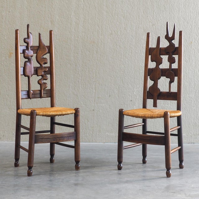 Sculptural Brutalist High-Back Chairs, 1960s, Set of 2 For Sale - Image 10 of 14