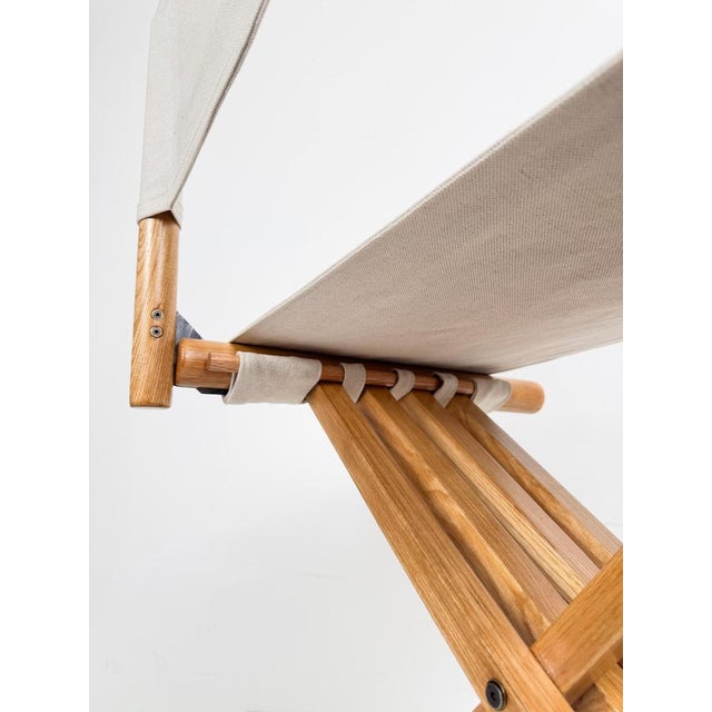 Mid-Century Modern Italian Folding Chair in Beechwood and Raw Cotton Canvas, 1970s For Sale - Image 18 of 18