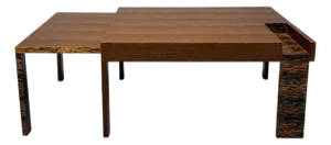 French Art Deco, Wood, Palm Veneer, Expandable Coffee Table, France, 1960s