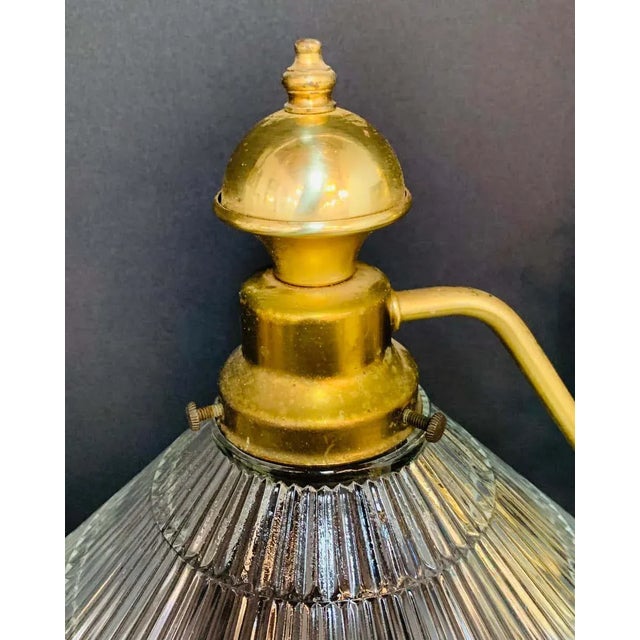 Georgian Brass Two Flared Glass Shades Pendant or Chandelier For Sale - Image 9 of 13