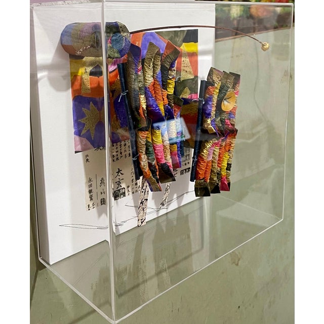 Akiko Sugiyama, Akiko Sugiyama Japanese Calligraphy Painting Collage, 3D Shadow Box Sculpture For Sale - Image 10 of 16