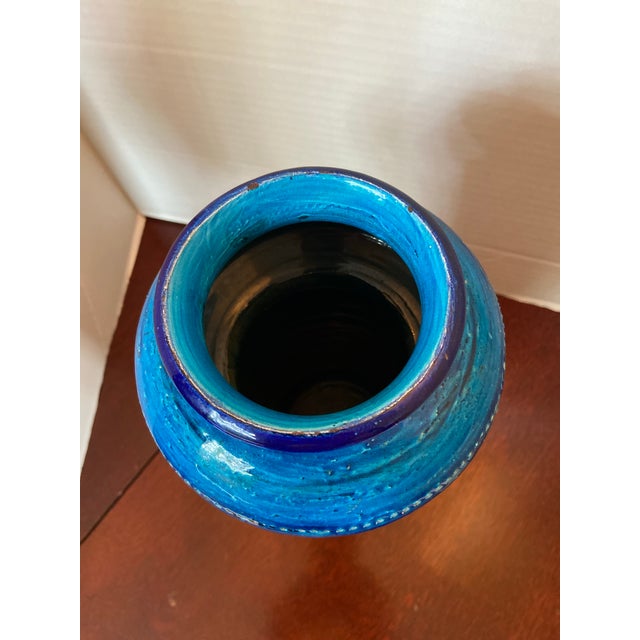 Midcentury Blue Bitossi Ceramic Vase For Sale - Image 9 of 9