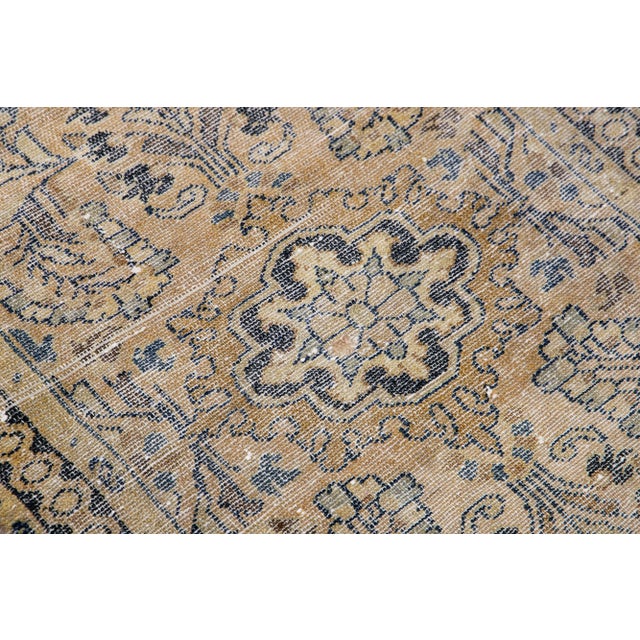 1960s 1960s Vintage Persian Distressed Handmade Medallion Beige Wool Rug For Sale - Image 5 of 7