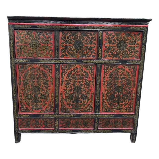 Tibetan 19th Century Wedding Cabinet For Sale