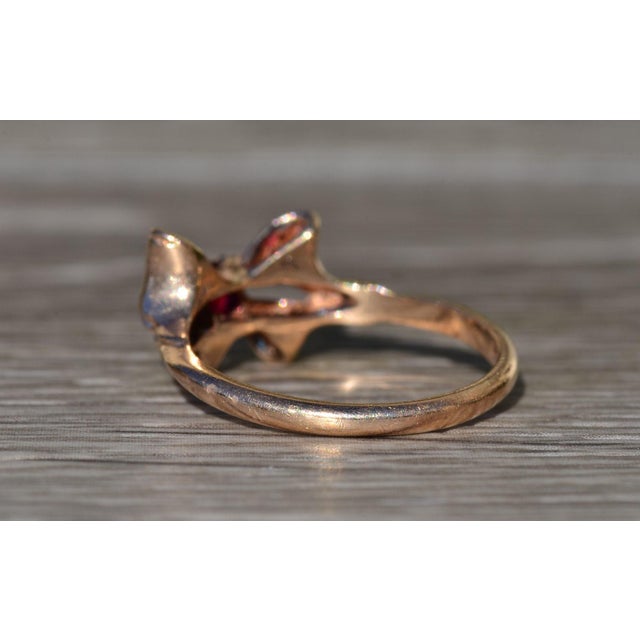 Late 19th Century The Fennville: Ladies Rose Gold Bow Ring set with Doublet Center For Sale - Image 5 of 10