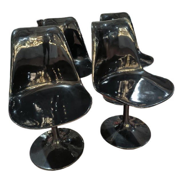 Tulipe Chairs in Glass Resin in Bonzanini by Eero Saarinen, 1960s, Set of 4 For Sale