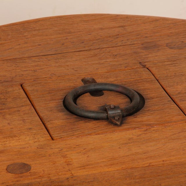 Round Coffee Table in Oak and Wrought Iron, 1950 For Sale - Image 4 of 10