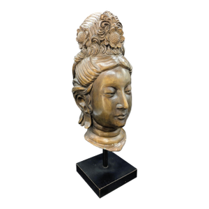 Vintage Chinese Bronze Bust: Bodhisattva Guanyin