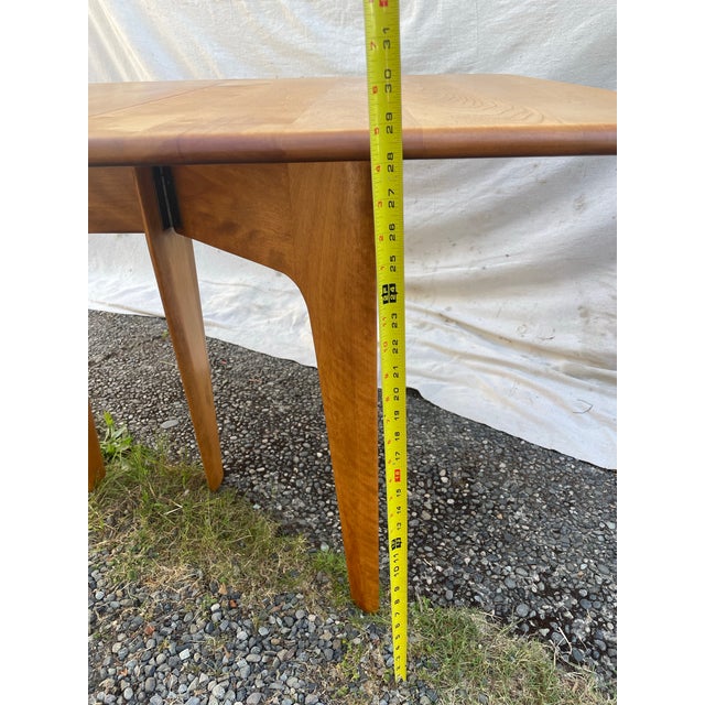 Mid 20th Century Attributed Heywood-Wakefield M166 Drop Leaf Dining Table — Mid-Century Modern Solid Maple, Sculpted Legs For Sale - Image 10 of 11