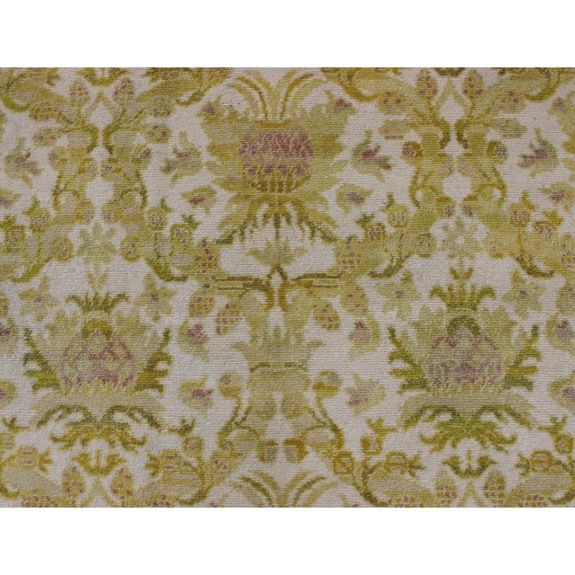Early 20th Century Spanish Rug With Floral Design in Golden-Green, Acid Green and White For Sale - Image 5 of 9