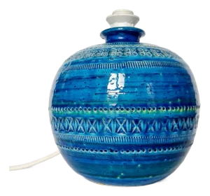 Italian Rimini Blue Ceramic Table Lamp by Aldo Londi for Flavia Montelupo, 1970s
