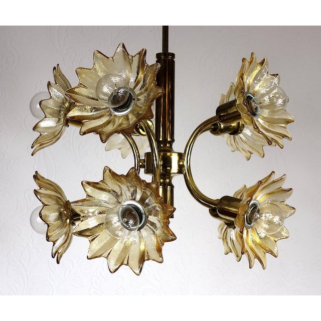 Vintage Hanging Light in Brass and Glass from Sische Leuchten, 1970s For Sale - Image 10 of 15