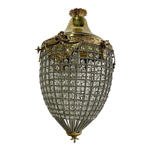 Vintage 1960s French Fully Rewired Usa Chandelier Flush Mount For Sale