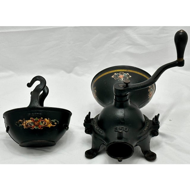 Rare Large Size Antique Enterprise #350 American Cast Iron Wall Mount Hand Crank Coffee Grinder For Sale - Image 9 of 18