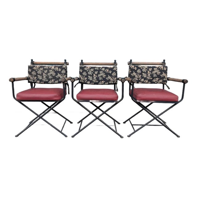 Set of 3 Vintage Cleo Baldon Style Iron Dining Chairs, c.1970s For Sale