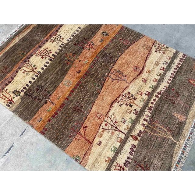 Vintage Persian Gabbeh Wool Landscape Rug – 170x241 Cm For Sale - Image 4 of 18