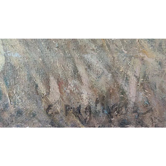 Modern Clemente Pugliese-Levi, Women with Hay, Oil on Canvas, 1920s, Framed For Sale - Image 3 of 13