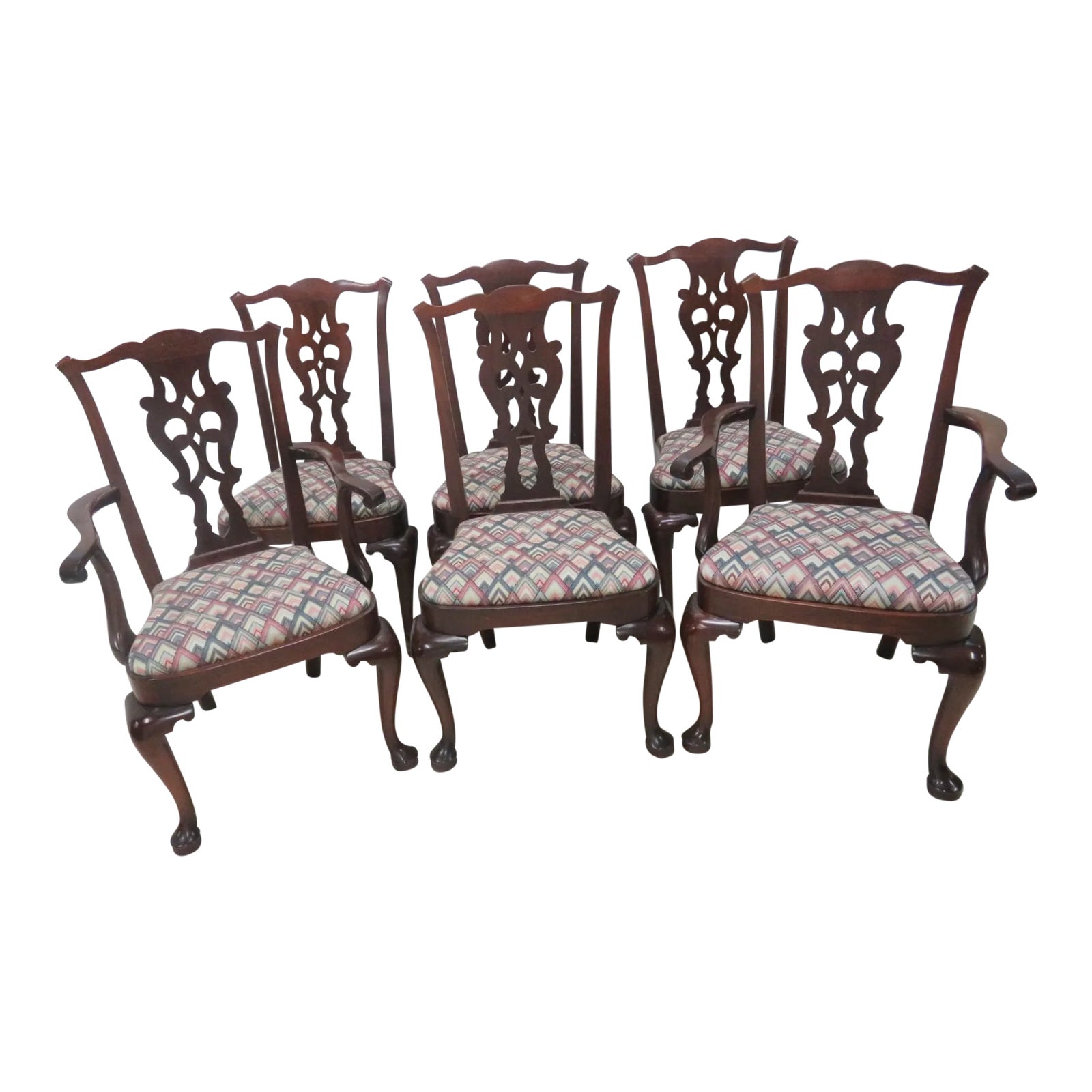 Old Sturbridge Village Mahogany Queen Anne Dining Chairs Set of 6