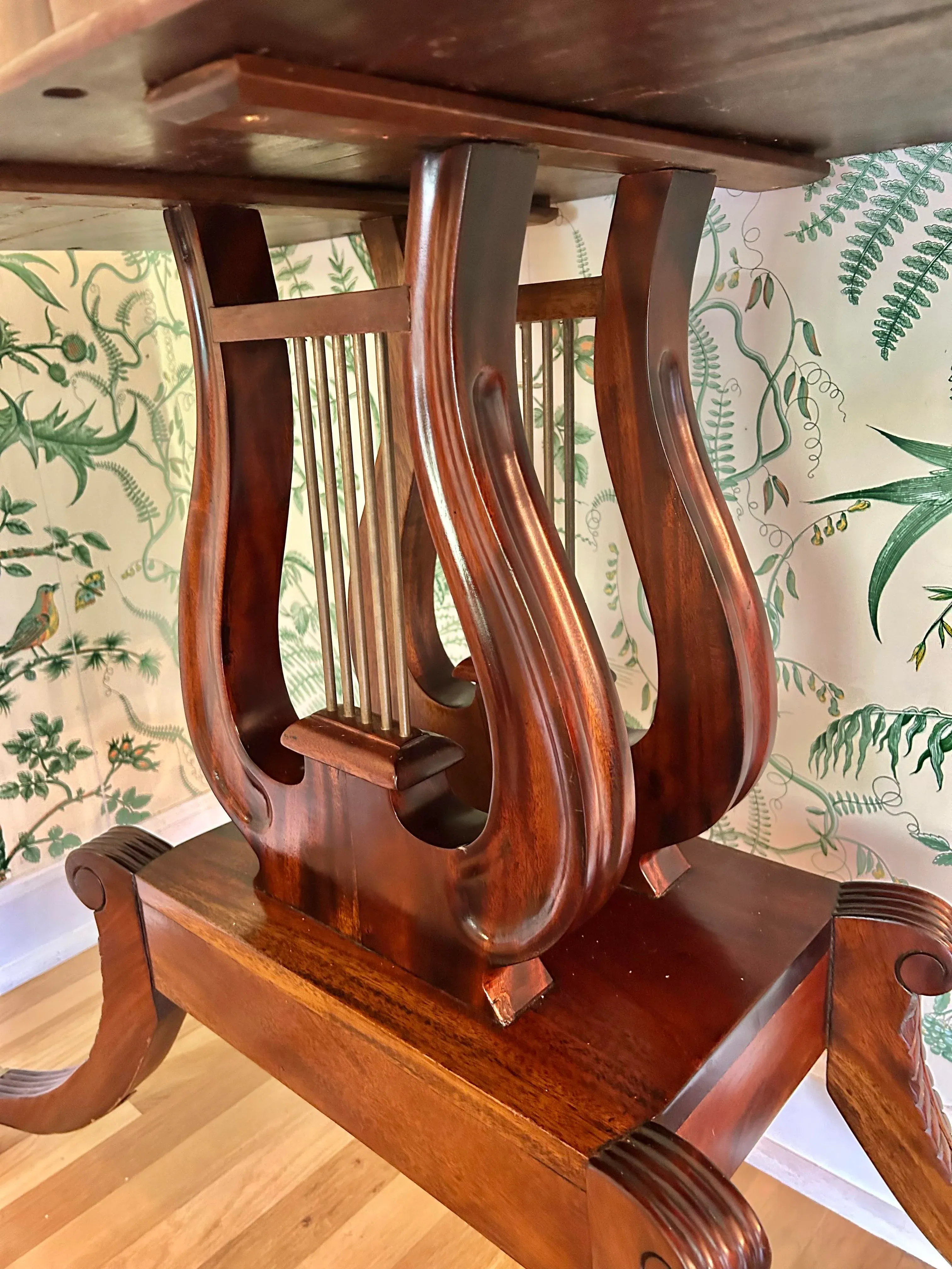 Early 20th Century Victorian Double Harp/Lyre Console Table on