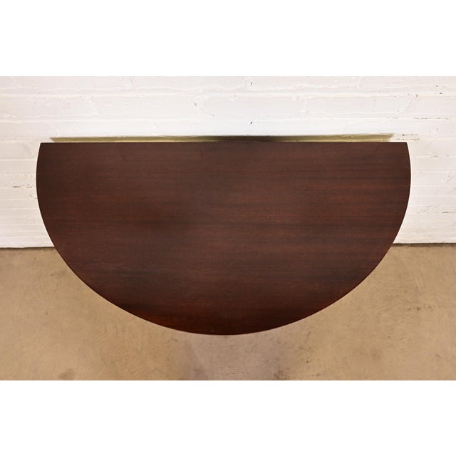 Late 20th Century Late 20th Century Baker Furniture Style Federal Inlaid Mahogany Flip Top Demilune Console Game Table For Sale - Image 5 of 14