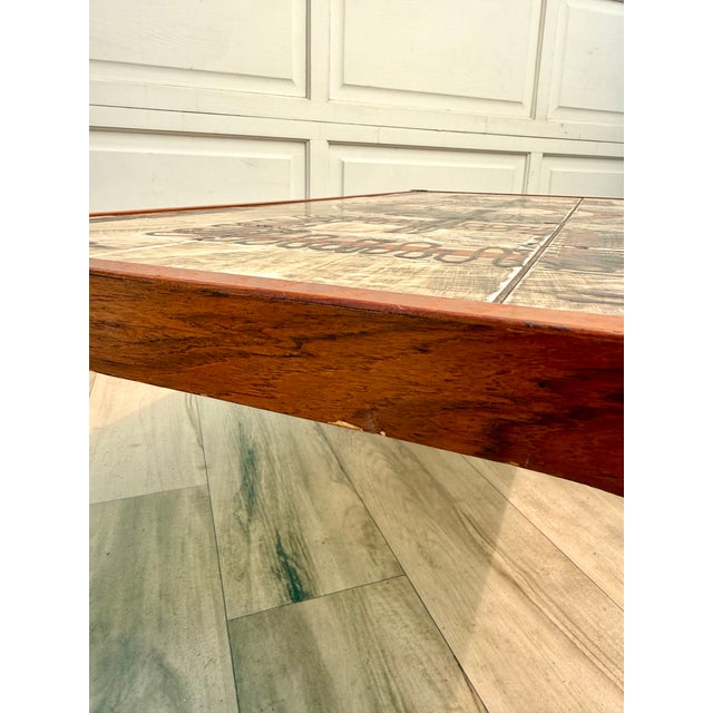 1960s Danish Modern Teak & Abstract Ceramic Tile Coffee Table Made in Denmark For Sale - Image 12 of 15