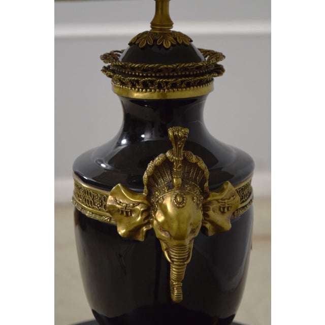 Bronze Regency Elephant Bronze Mounted Urn Table Lamp For Sale - Image 8 of 10