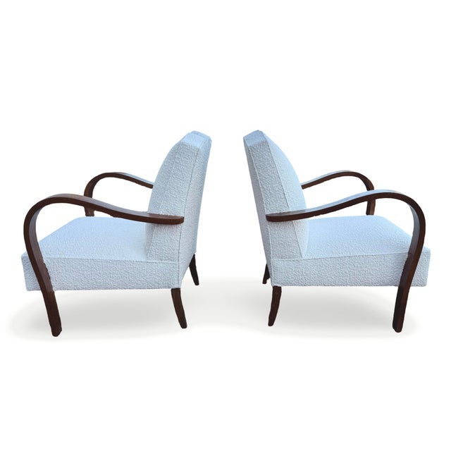 1930s A Pair of 1930s Art Deco “Swan Song” Armchairs in Ivory Bouclé For Sale - Image 5 of 17