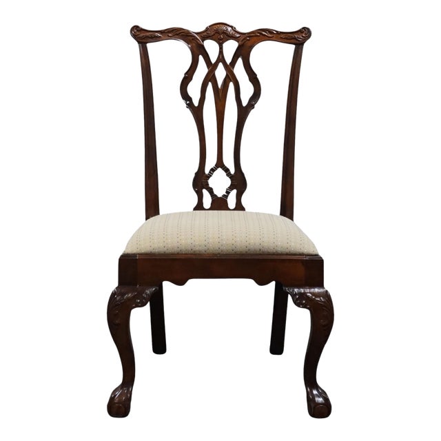 Century Furniture Solid Mahogany Traditional Chippendale Style Ball & Claw Dining Side Chair 400-581 For Sale