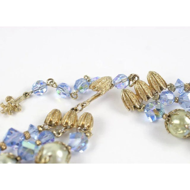 1950s 1950s Vendome Baroque "Pearl" and Blue Crystal Necklace For Sale - Image 5 of 7