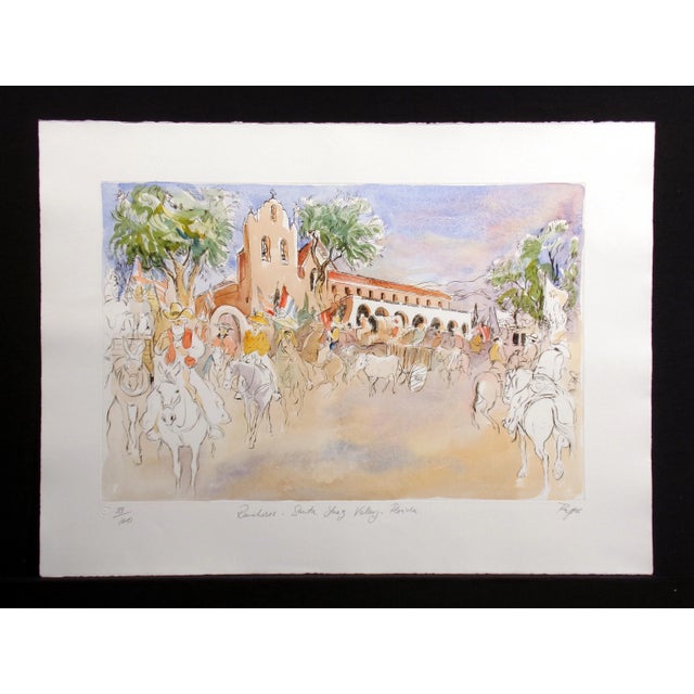 Impressionist William Papas "Rancheros, Santa Ynez Valley" Hand Colored Etching Art Print For Sale - Image 3 of 6