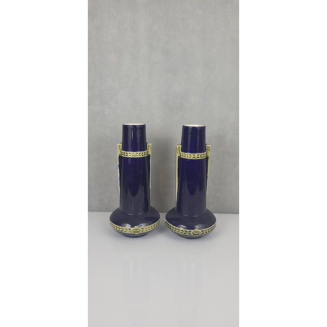 Art Nouveau Earthenware Vases by Gustave De Bruyn, 1890s, Set of 2 For Sale - Image 3 of 8