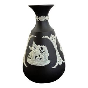 Vintage MCM Wedgwood Jasperware Black/White Bud Vase