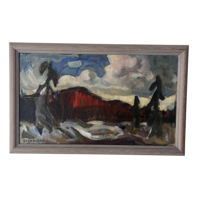 Per Olof Zachrisson, Landscape Composition, 1960s, Oil Painting on Board For Sale