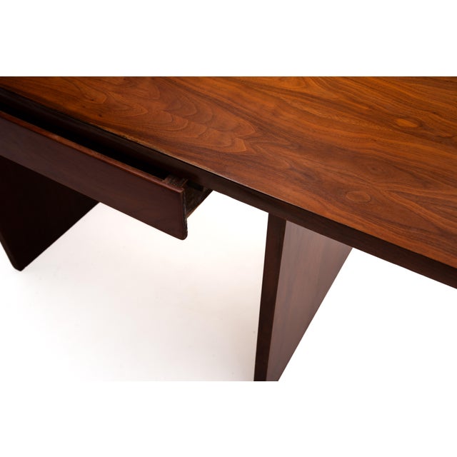 Architect Designed Bespoke Walnut Mid Century Desk Single Drawer For Sale - Image 12 of 12